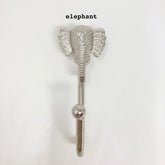 Silver Animal Iron Wall Hooks - Tie Back - Silver Handmade Metal Animal Hooks for Home, Office, & Garden Décor